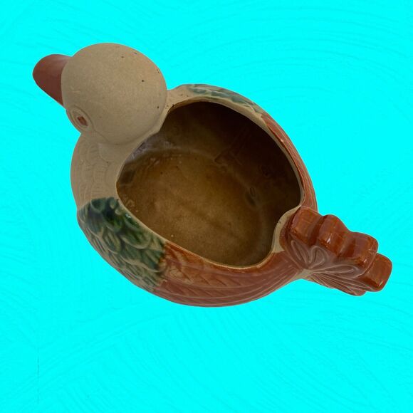 Vintage Terra Cotta Pottery Clay Duck Cactus Planter Vase 4” - Picture 7 of 7